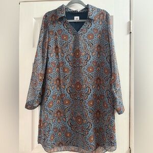 Cabi Provincial Long Sleeve Floral Shift Dress Womens Size M